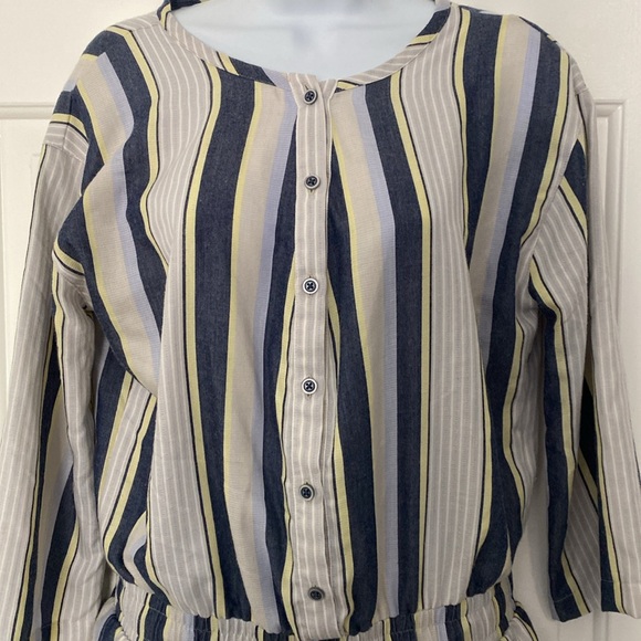 Travis Mathew Lucky Loo Twill Tie Waist Romper Striped - M - Picture 4 of 14